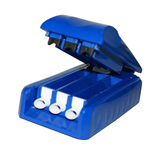 Asdomo máquina de Liar Cigarrillos, Tres Tubos manuales para Cigarrillos y Tabaco, máquina de llenado – Inyector/Relleno de Tabaco rodante, Azul (Azul) - Y12591469CH5B20