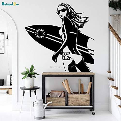 ASFGA Beach Sea Sports Surf Wall Decals Sports Women exude Charm Surf Girls Decals Deportes Extremos Tabla de Surf Mural Nuevo póster 110x110cm