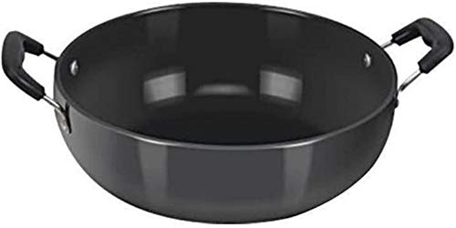 ASP Online Traders Kadai anodizado Duro Antiadherente para Utensilios de Cocina Sartén Profunda Sartén de Aluminio Uso Diario Hogar/Cocina Utensilios de Cocina antiadherentes Wok Kadai (76 onzas)