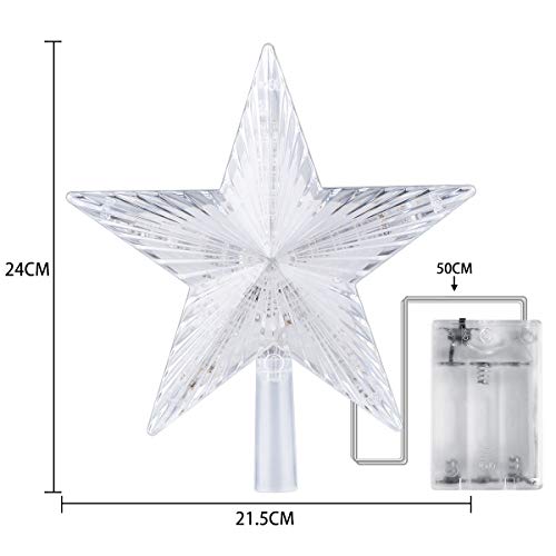 AsperX Árbol de Navidad Top Estrella Multicolor Flash Star Lámpara de Luz Decorativa Operada Tree Topper para Navidad (22cm)