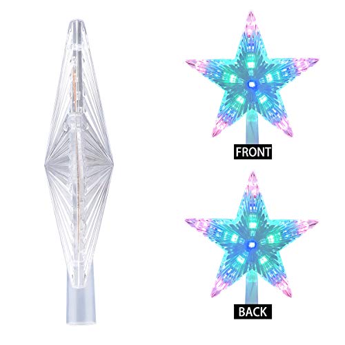 AsperX Árbol de Navidad Top Estrella Multicolor Flash Star Lámpara de Luz Decorativa Operada Tree Topper para Navidad (22cm)