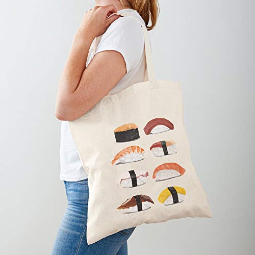 Atarahavenue Nigiri Sushi Tote Cotton Very Bag | Bolsas de supermercado de lona Bolsas de mano con asas Bolsas de algodón duraderas