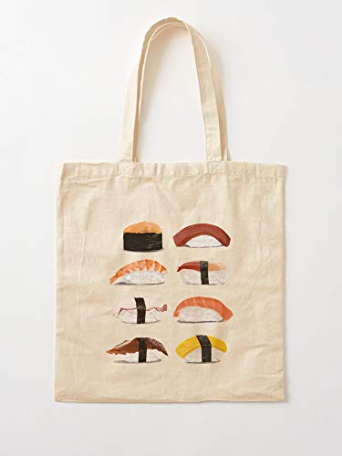 Atarahavenue Nigiri Sushi Tote Cotton Very Bag | Bolsas de supermercado de lona Bolsas de mano con asas Bolsas de algodón duraderas