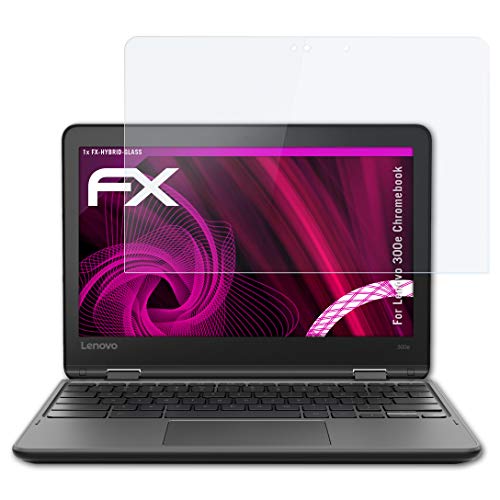 atFoliX Lámina Protectora de plástico Cristal Compatible con Lenovo 300e Chromebook Película Vidrio, 9H Hybrid-Glass FX Protector Pantalla Vidrio Templado de plástico