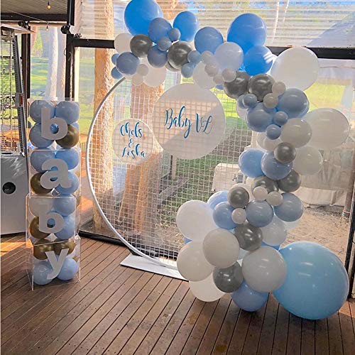 ATFUNSHOP Arco De Globos de Cumpleaños 5M 120PCS Globos Dorados Szul y Plata Metalizados Transparentes Confeti para Boda Baby Shower Fiesta Decoración