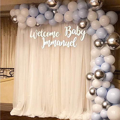 ATFUNSHOP Arco De Globos de Cumpleaños 5M 120PCS Globos Dorados Szul y Plata Metalizados Transparentes Confeti para Boda Baby Shower Fiesta Decoración