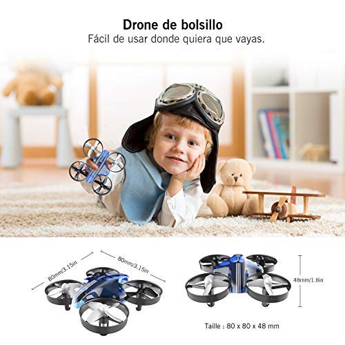 ATOYX Mini Drone, RC Drone 2.4G 4 Canales 6-Axis Gyro, Quadcopter con Modo sin Cabeza, Altitud Hold, Alarma de Batería y 3 Modos de Velocidad, Regalos y Juguetes, AT-66B(Azul)