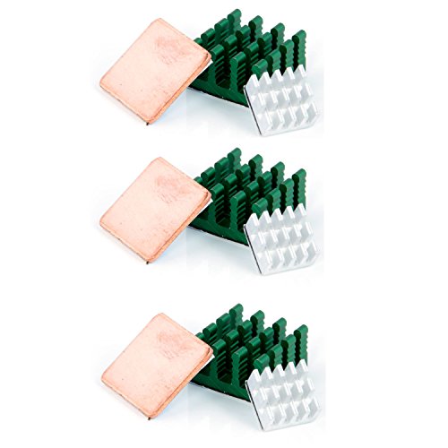 Aukru 9 en 1 Disipador de Calor heatsinks (Aluminio & Cobre) para Raspberry Pi 3 Model B/Pi 2 Model B