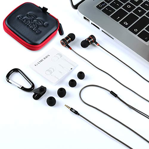 Auriculares, Auriculares con Cables y Botón, Micrófono Incorporado, Aislamiento de Ruido y Sonido Estéreo, Compatibles con Andriod, Samsung, Huawei, PC y Otros (Negro y Rojo)