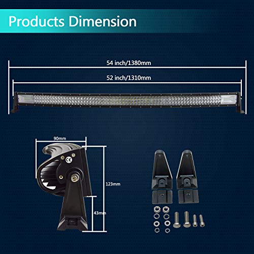 AUXTINGS 52 pulgadas 675W Curvo triple fila 7D LED barra de luz de trabajo Spot Flood Combo Beam DC 12V-24V 6000K vehículos todoterreno 4x4 Atvs Utvs