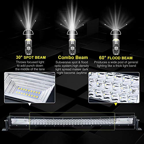 AUXTINGS 52 pulgadas 675W Curvo triple fila 7D LED barra de luz de trabajo Spot Flood Combo Beam DC 12V-24V 6000K vehículos todoterreno 4x4 Atvs Utvs