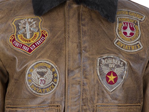 Aviatrix Hombres Cuero Autentico Clasico Aviador Piloto Chaqueta con Insignias Especiales (JWR3)