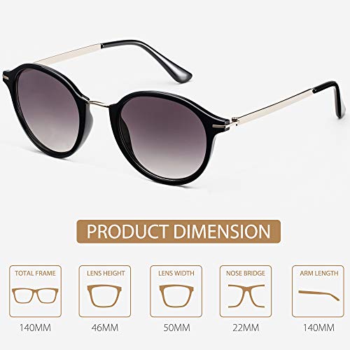 Avoalre Gafas de Sol Mujer Vintage Estilo Clásico Moreno Gafas de Sol Mujer Redondas Lentes Protección UV400 Punte Metal y Montura de Acero Inoxidable para Viaje Playa Fiestas Conducir