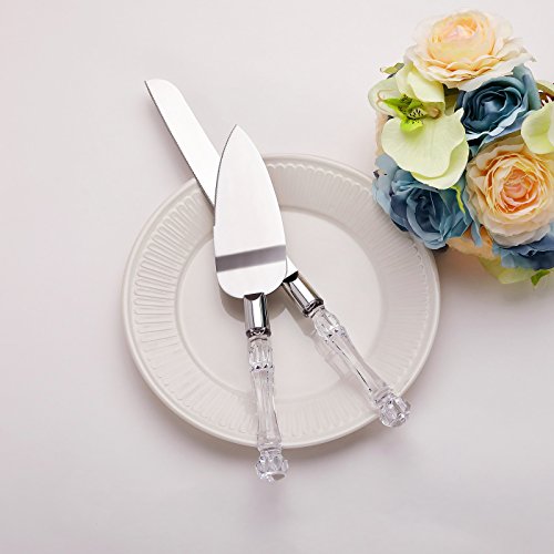 AW BRIDAL Cuchillo de pastel de bodas y juego de servidor - Cuchillo de pastel de 13.2 pulgadas, Servidor de pastel de 10.8 pulgadas - Regalos para bodas, aniversario, compromiso, fiesta de cumpleaños