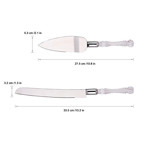 AW BRIDAL Cuchillo de pastel de bodas y juego de servidor - Cuchillo de pastel de 13.2 pulgadas, Servidor de pastel de 10.8 pulgadas - Regalos para bodas, aniversario, compromiso, fiesta de cumpleaños