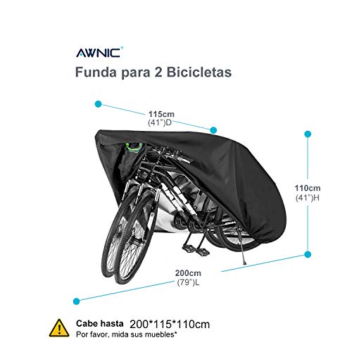 Awnic Funda Bicicleta Exterior Impermeable Funda Bicicleta Estatica Funda para 2 Bicicletas Resistente al Desgarro Oxford