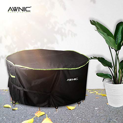 AWNIC Funda Mesa Redonda Jardin Impermeable Exterior Funda Muebles Patio Terraza Impermeable Alemania TÜV Rheinland Certificado Poliéster Resistente Ø160*71cm