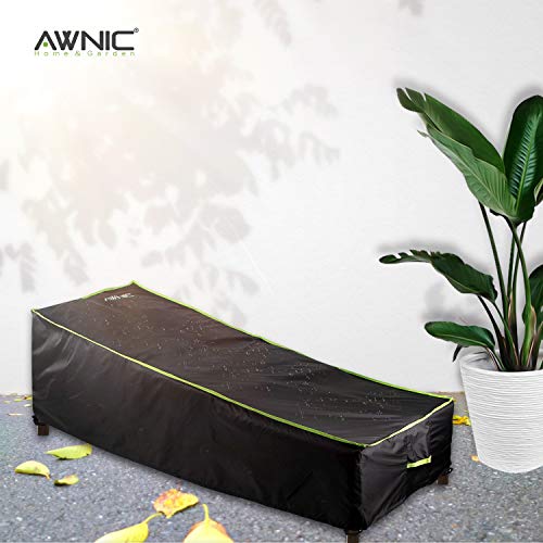 AWNIC Rattan Funda Tumbona Exterior de Jardin Impermeable Funda Protectora de la Cama Solar Plegable UV Resistente 420D Poliéster Alemania TÜV Rheinland Certificado 200x75x40/70cm