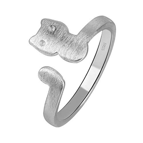 Axiba Anillos Gato Moldeada Abierta Ajustable Plata Revestimiento Anti alergia Anillo Graduación Regalo Enviar Casa Amigo de Da es jemandem, los Du liebst Da es jemandem, los Du liebst