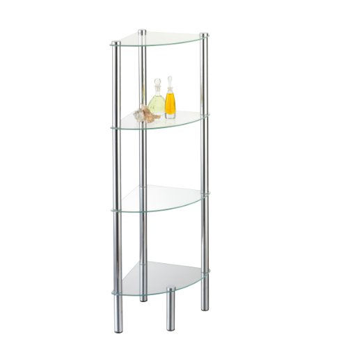 Axxentia Bad 282134 Solanio - Mueble esquinero de 4 estanterías de Metal y Cristal (30 x 30 x 108 cm) [Importado de Alemania]