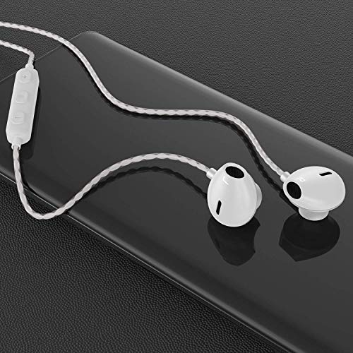 AzukiLife Auriculares In Ear, Auriculares con Cable y Micrófono Headphone Sonido Estéreo para Android, Smartphone, Samsung, Laptop, MP3,Tablets – Blanco Plateado