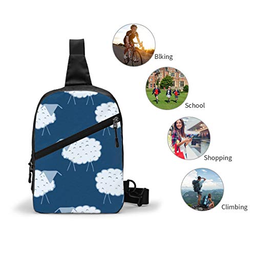 Azul hielo Ewe en medianoche texturizado con clásico pecho azul Sling Bag Crossbody Mochila hombro casual mochila mochila para hombres mujeres al aire libre ciclismo senderismo viajes