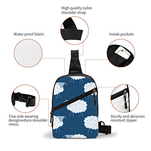 Azul hielo Ewe en medianoche texturizado con clásico pecho azul Sling Bag Crossbody Mochila hombro casual mochila mochila para hombres mujeres al aire libre ciclismo senderismo viajes