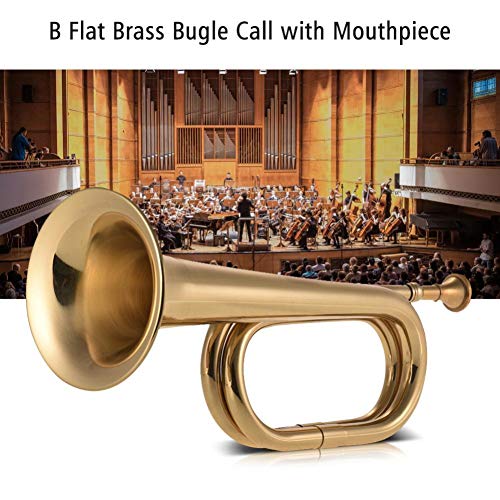 B Flat Bugle Call Trompeta De Caballería Cuerno Instrumento De Metal con Boquilla para La Banda De La Escuela