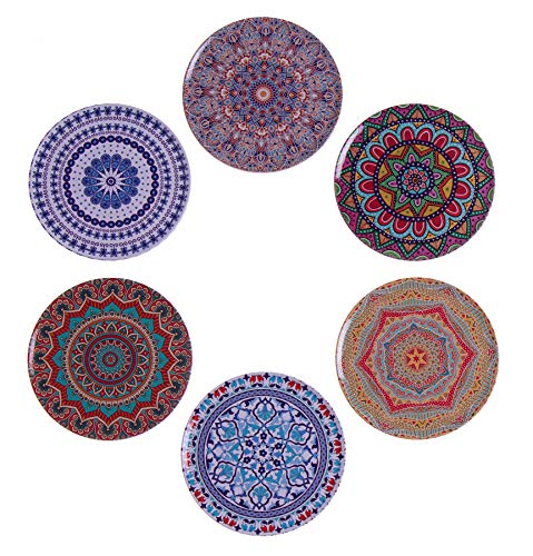 BABEL ARTESANIA Posavasos (Set de 6) - Regalos Originales Decorativos para café, Cocina, uno Drink, Taza, Vino, Tazas, Vasos, Cristal- Juego de mesas, Base Corcho para Mesa de Madera (Alcazaba)