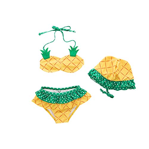 BabyPreg Bañador de piña/Fresa Bikini Sling SPA para niñas niños para bebés 3PCS (Piña, 5T)