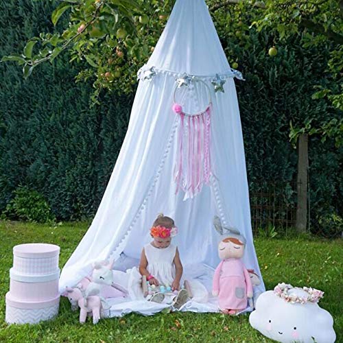 BAIHUODRESS Cama con Dosel para Niños, Juego para Bebés, Interiores o Exteriores, Decoración de la Cama y del Dormitorio, Mosquitero (Altura de 245 cm) Rosa Blanco Gris