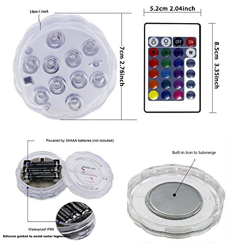 Bajo El Agua Luz, RGB Luces Sumergibles con Control Remoto para Decoración del Hotel, Piscina,Acuario, Estanque, Bodas,Fiesta