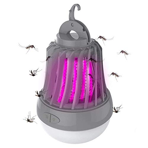 Bakaji - Mosquitera eléctrica UV LED con función de lámpara, lámpara de emergencia, LED, electroinsecticida, con gancho para camping, casa, antimosquitos, moscas, alimentación con batería AAA