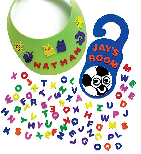 Baker Ross- Letras Mayúsculas autoadhesivas (Pack de 6) de espuma para Decorar y Personalizar Manualidades y Artesanía