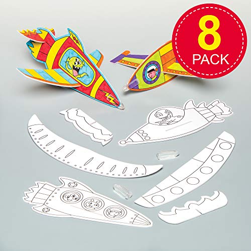 Baker Ross Planeadores Cohete Para Decorar (paquete de 8) Artes y manualidades para niños bolsas de fiesta, juegos y premios