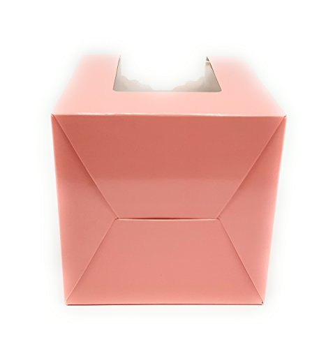 Bakewell's Cake Boxes 10 Cajas para Cupcakes Individuales en Color Rosa con Mango y Ventana Caja de Regalo Individual Grande y Resistente de 9.5cm x 9.5cm x 11cm Soporte para Cupcakes (10 unidades)