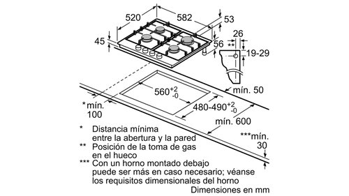 Balay 3ETX664MB hobs Acero inoxidable Integrado Encimera de gas - Placa (Acero inoxidable, Integrado, Encimera de gas, Acero inoxidable, 1000 W, 1750 W)