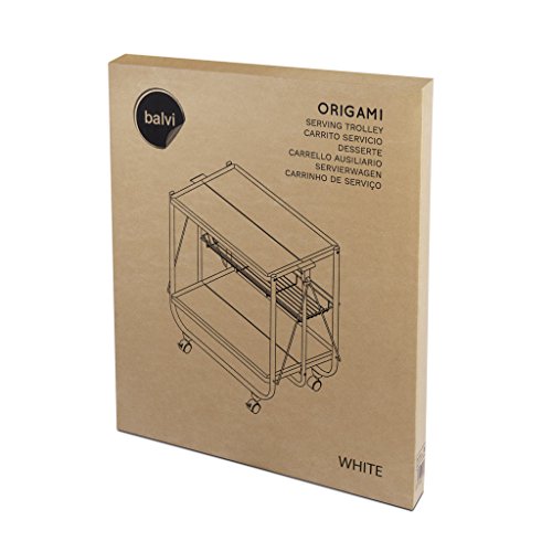 Balvi Carrito Servicio Origami Color Blanco Plegable con Ruedas Metal 69x68x40cm