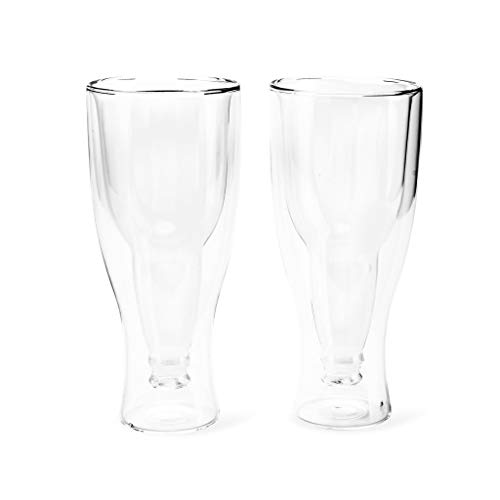 Balvi Vaso Cerveza Gravity Set de 2 Vasos de 400 ml Doble Pared Mantiene el Frio Forma de Botella del revés Vidrio