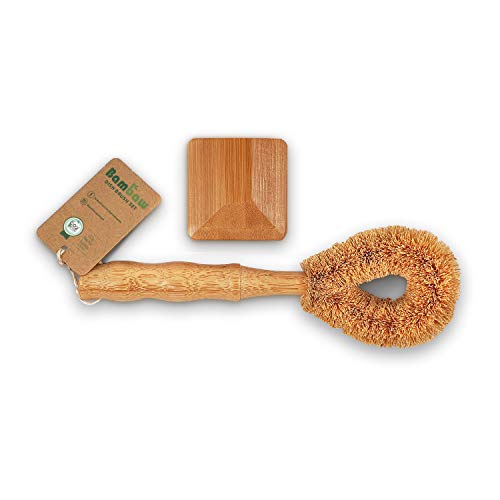 Bambaw Set Rasqueta Cocina | Set Estropajo Ecológico | Estropajo Natural Y Estropajo con Mango | Dish Brush | Friega Platos | Estropajo Ecológico | Estropajos Cocina | Limpieza Cocina