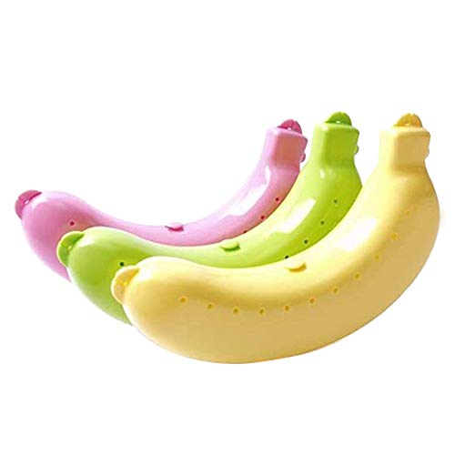 Banana Case, 3 Piezas Lunch Box Protector Container Holder Carrier Storage, Rosa, Verde, Amarillo