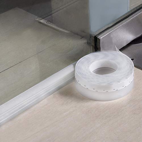 Bandas de sellado autoadhesivas para ventanas de protección contra la intemperie, de silicona, para puertas y puertas de cristal, pack de 2 (transparente) 25mm