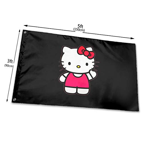 Bandera de Hellow Kitty con banderas de poliéster para jardín, decoración al aire libre, 90 x 150 cm