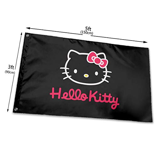 Bandera de Hellow Kitty con banderas de poliéster para jardín, decoración al aire libre, 90 x 150 cm