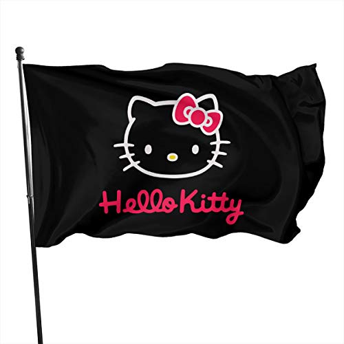 Bandera de Hellow Kitty con banderas de poliéster para jardín, decoración al aire libre, 90 x 150 cm