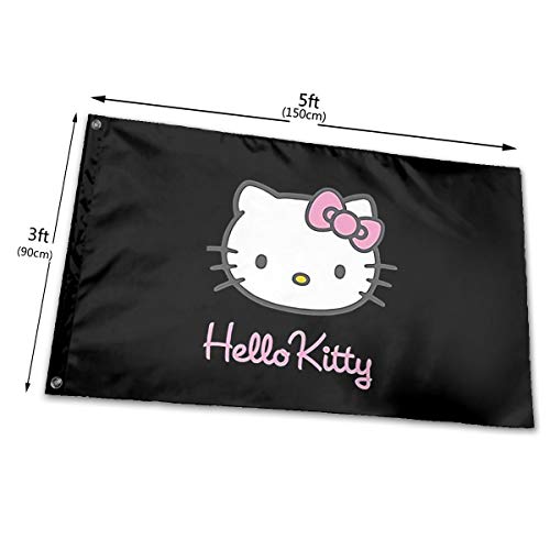 Bandera de Hellow Kitty con banderas de poliéster para jardín, decoración al aire libre, 90 x 150 cm