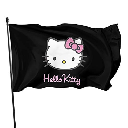 Bandera de Hellow Kitty con banderas de poliéster para jardín, decoración al aire libre, 90 x 150 cm