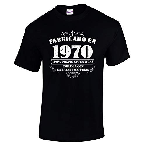 Bang Tidy Clothing Camiseta de Hombre para Regalo de 50 cumpleaños Manufactured 1970 en Negro Talla XL