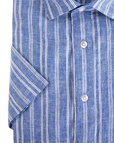 Bar Harbour Linen Mix Short Sleeve Shirt 3XL Blue