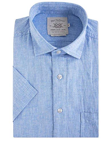 Bar Harbour Linen Mix Short Sleeve Shirt 3XL Blue